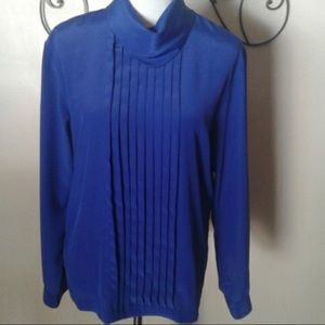 Christian Dior cobalt blue chemise blouse